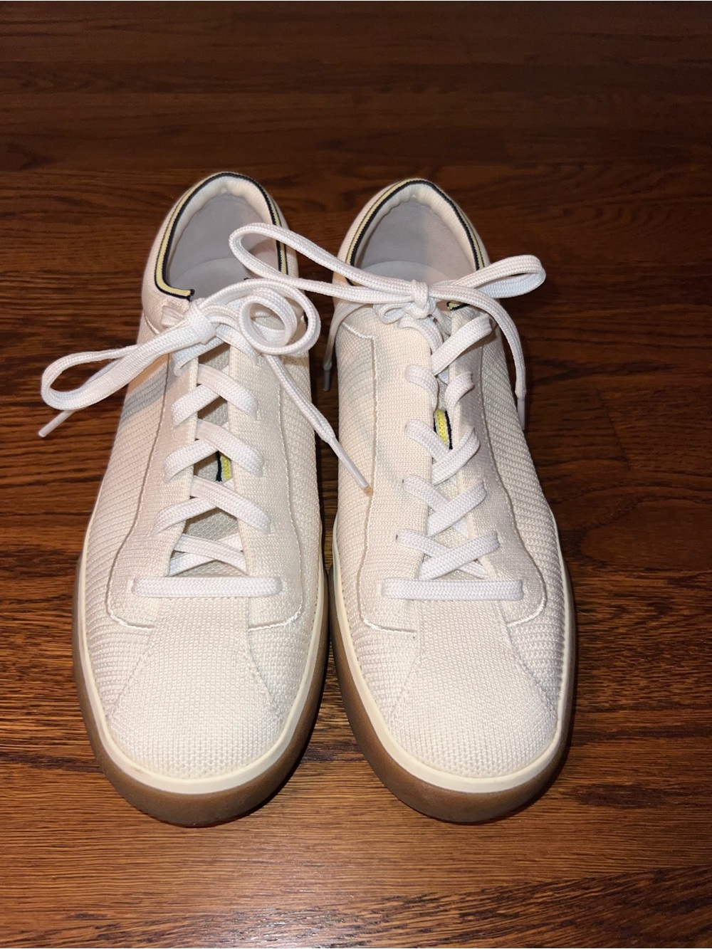 Rothy's White Canvas Low-Top Sneakers with Tan Sole